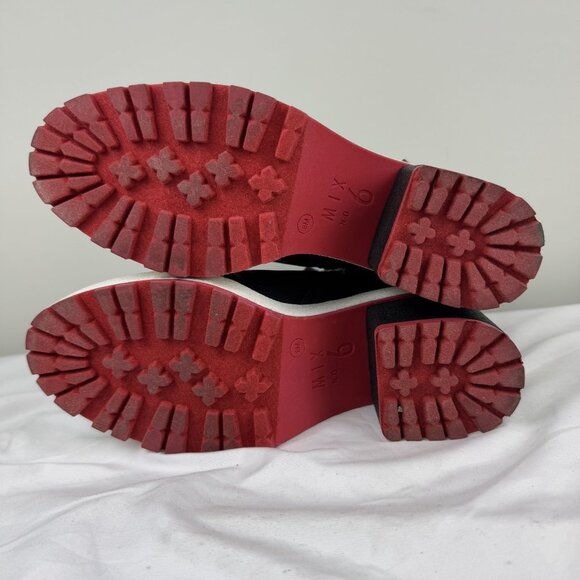 Mix No. 6 Denari Platform Block Booties Black Chunky Heel Lace Up Combat Style 8 - Picture 7 of 10